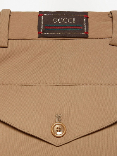 Shop Gucci Pleat-detailing Tailored Wool Trousers In Neutrals