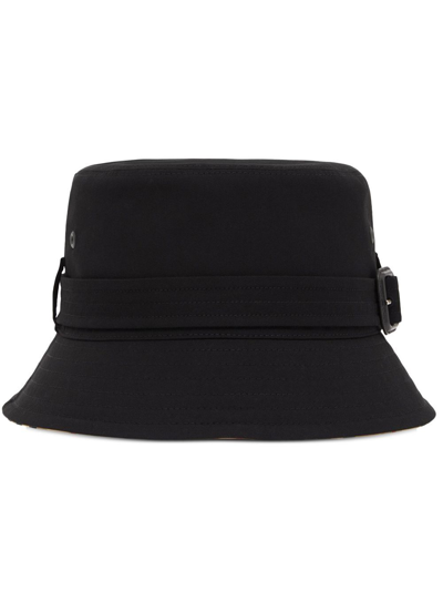 Shop Burberry Cotton Belted Bucket Hat In Black