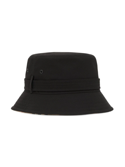 Shop Burberry Cotton Belted Bucket Hat In Black