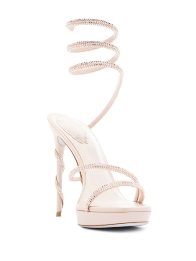 Shop René Caovilla Crystal-embellished 120mm Stiletto Sandals In Nude