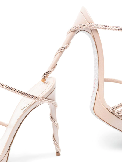 Shop René Caovilla Crystal-embellished 120mm Stiletto Sandals In Nude