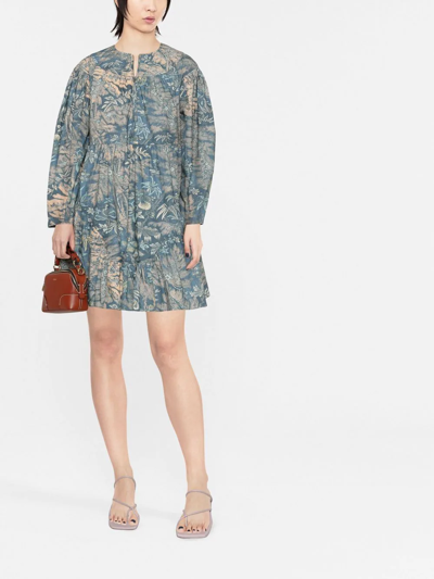 Shop Ulla Johnson Leiko Floral-print Mini Dress In Blau