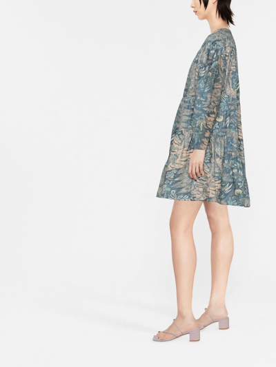 Ulla Johnson Leiko Floral-print Mini Dress In Blau