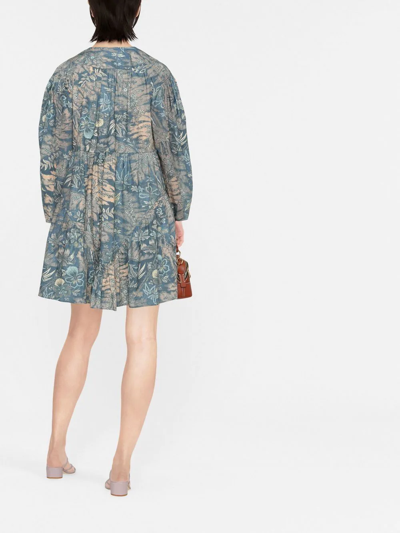 Ulla Johnson Leiko Floral-print Mini Dress In Blau
