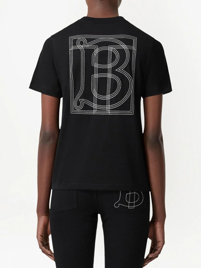 Shop Burberry Tb Monogram-print T-shirt In Black