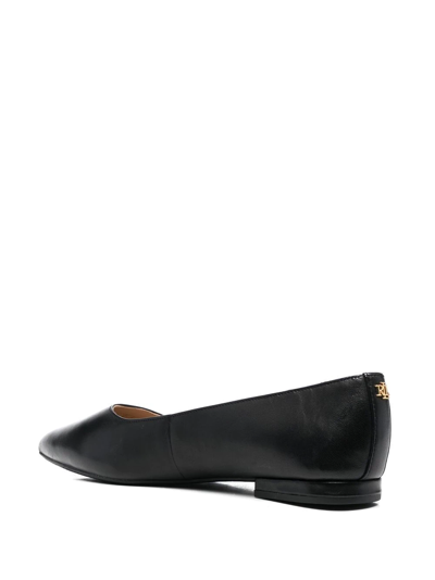 Ralph Lauren Londyn Pointed-toe Ballerina Shoes In Black