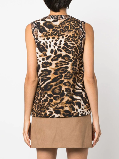 Shop Boutique Moschino Animal-print Sleeveless Vest Top In Neutrals