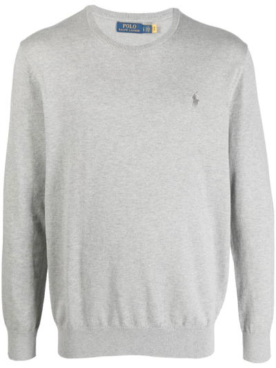 Shop Polo Ralph Lauren Logo-embroidered Cotton-cashmere Jumper In Grau