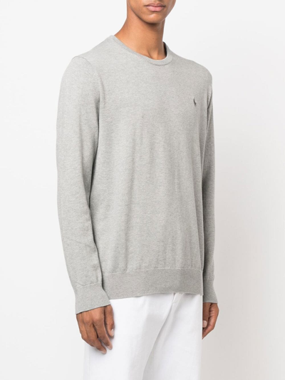 Shop Polo Ralph Lauren Logo-embroidered Cotton-cashmere Jumper In Grau