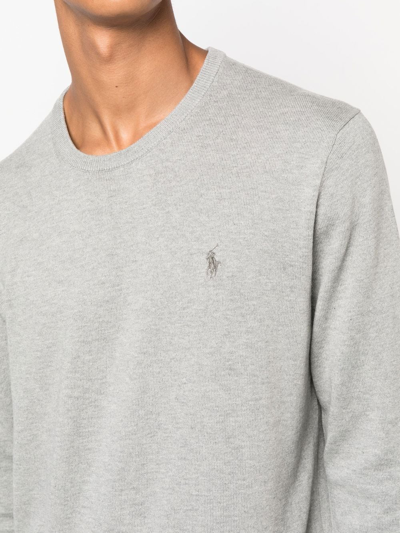 Shop Polo Ralph Lauren Logo-embroidered Cotton-cashmere Jumper In Grau