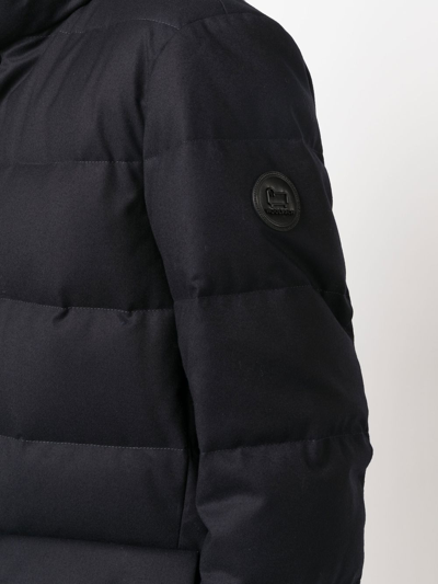 Shop Woolrich Logo-patch Padded Coat In Blau