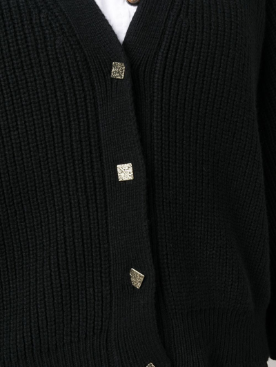 Shop Rochas Chunky-knit V-neck Cardigan In Schwarz