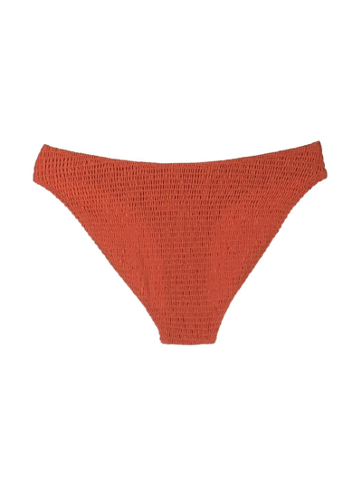 Totême Smocked Mini Bikini Bottoms In Orange