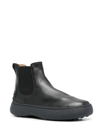 Shop Tod's Leather Chelsea Boots In Schwarz