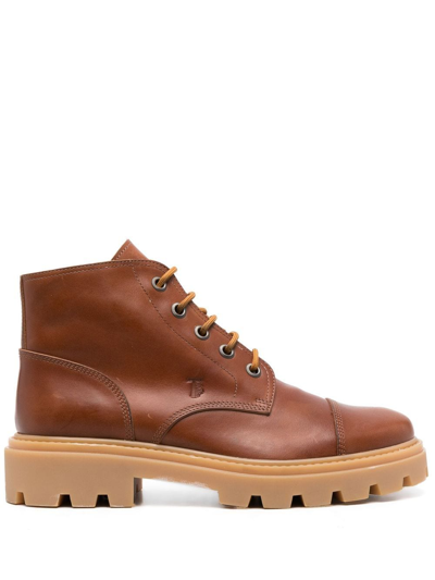 Shop Tod's Lace-up Ankle Boots In Braun