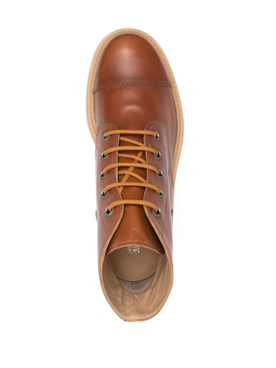 Tod's Lace-up Leather Ankle Boots In Braun