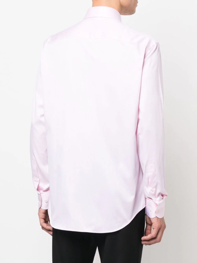 Shop Giorgio Armani Long-sleeve Cotton Shirt In Rosa