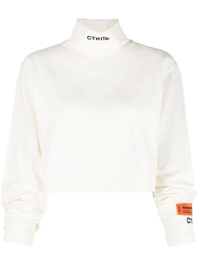 Shop Heron Preston Logo-embroidered Roll Neck Top In Weiss