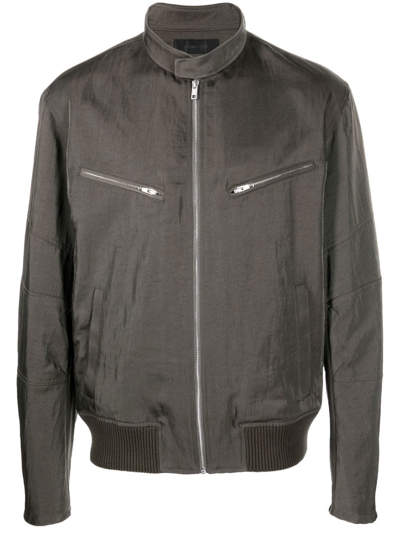 Shop Helmut Lang High-neck Zipped Bomber-jacket In Grün
