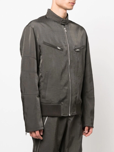 Shop Helmut Lang High-neck Zipped Bomber-jacket In Grün