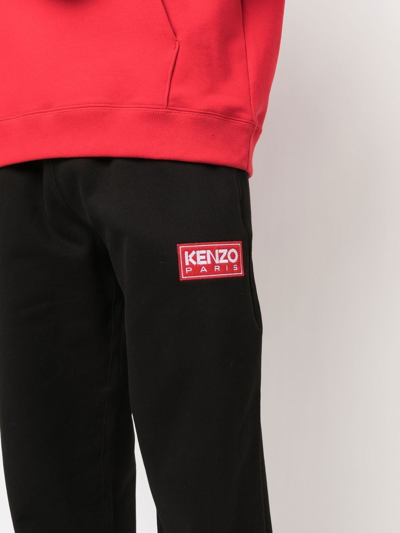 Shop Kenzo Logo-patch Cotton Track Pants In Schwarz