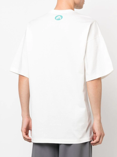 Shop Oamc Slogan-print Cotton T-shirt In Weiss