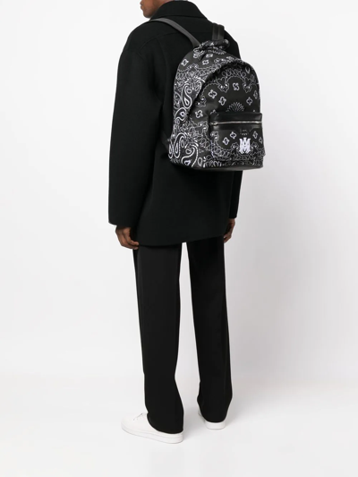 Shop Amiri Paisley-embroidered Canvas Backpack In Schwarz
