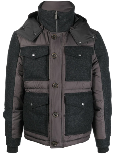 Shop Canali Hooded Padded Jacket In Grau