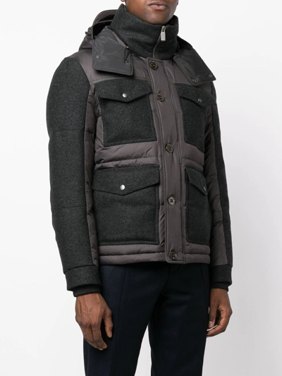 Shop Canali Hooded Padded Jacket In Grau