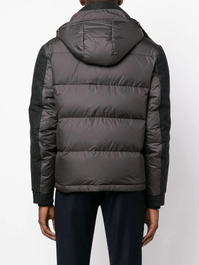 Shop Canali Hooded Padded Jacket In Grau