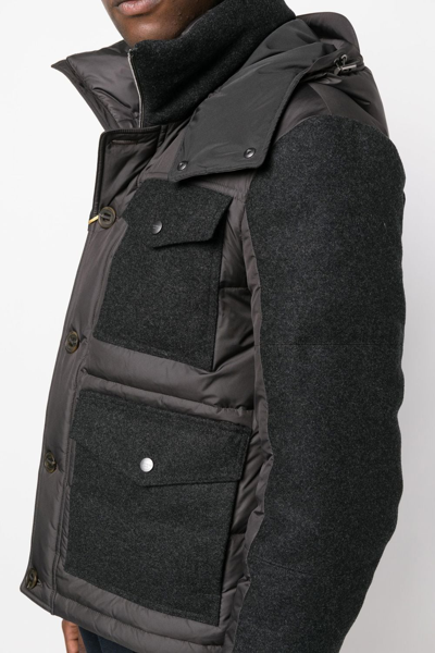 Shop Canali Hooded Padded Jacket In Grau