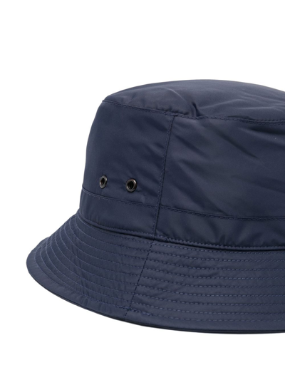 Shop Apc Logo-print Padded Bucket Hat In Blau