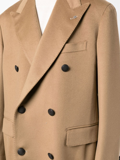 Tagliatore Peak-lapels Double-breasted Coat In Braun