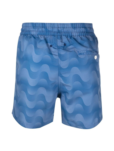 Shop Frescobol Carioca Abstract-pattern Swim Shorts In Blau