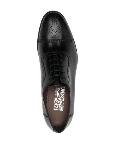 Shop Ferragamo Brogue-detail Leather Oxford Shoes In Schwarz