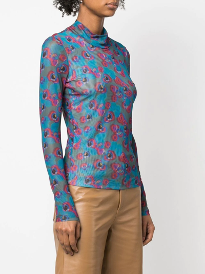 Henrik Vibskov Long-sleeve Sheer Top In Blau