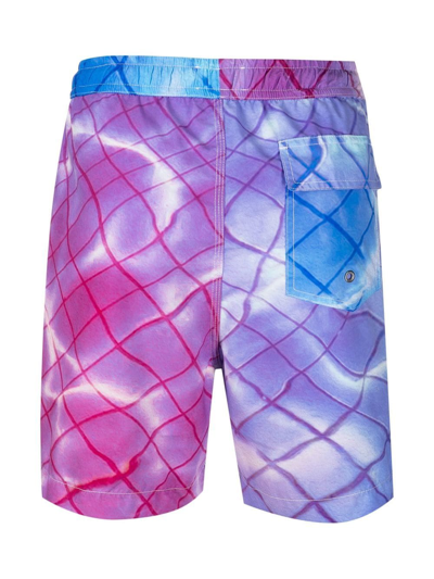 Blue Sky Inn Blue, Pink And Purple Pool Print Swim Trunks In Blau