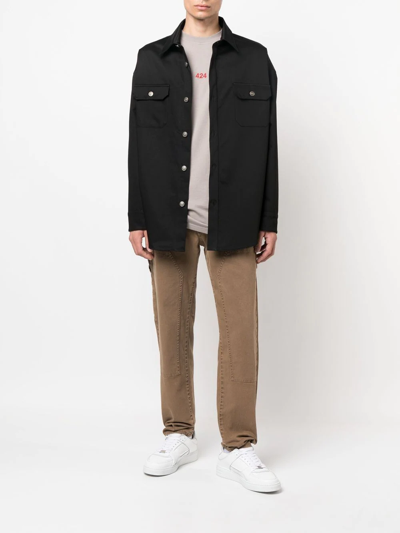 424 Button-down Fitted Shirt Jacker In Black