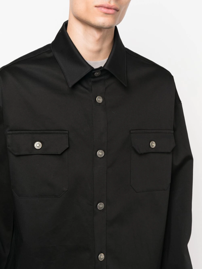 Shop 424 Button-down Fitted Shirt Jacker In Black