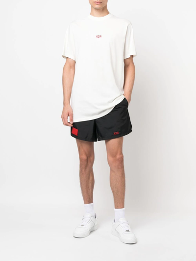 Shop 424 Logo Track Shorts In Schwarz