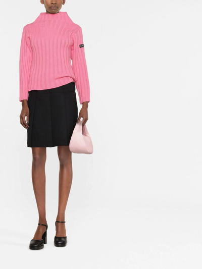 Shop Patou Logo-patch Ribbed-knit Jumper In Rosa