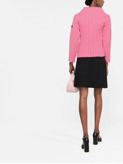 Patou Logo-patch Ribbed-knit Jumper In Rosa