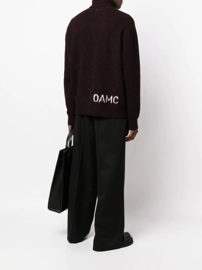 Shop Oamc Logo-knit Roll-neck Jumper In Violett