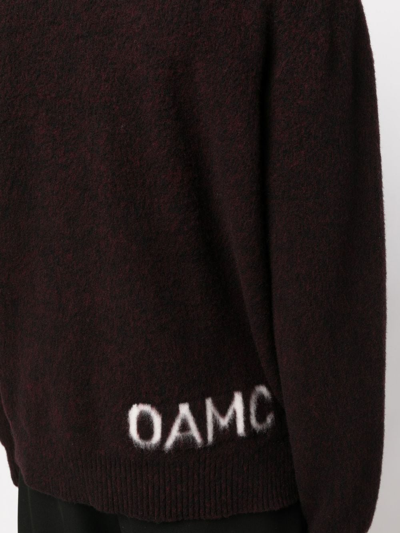 Shop Oamc Logo-knit Roll-neck Jumper In Violett