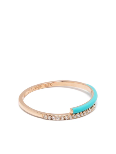 Shop Djula 14kt Rose Gold Marbella Enamel Diamond Ring In Pink