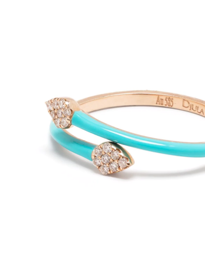 Shop Djula 14kt Rose Gold Marbella Enamel Diamond Ring In Pink