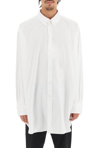 Shop Maison Margiela Oversized Shirt In Oxford Cotton In White