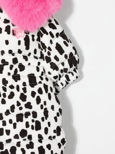 Shop Chiara Ferragni Animal-print Padded Coat Babygrow In White
