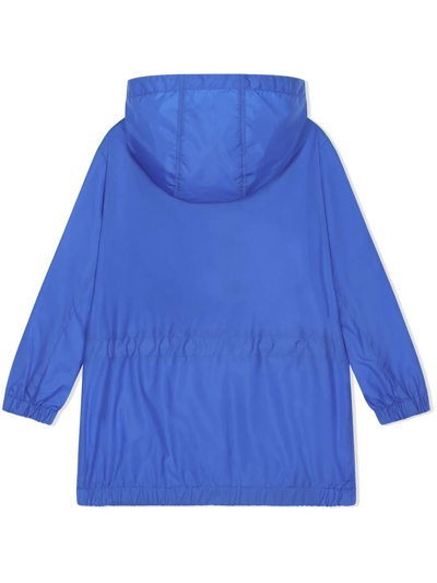 Shop Dolce & Gabbana Logo-tape Hooded Rain Jacket In Blue