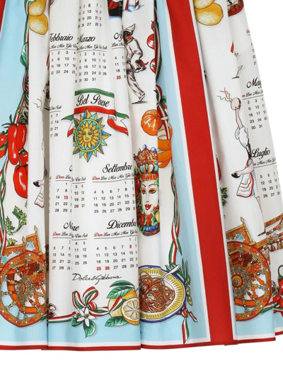 Shop Dolce & Gabbana Long Calendar Print Skirt In White